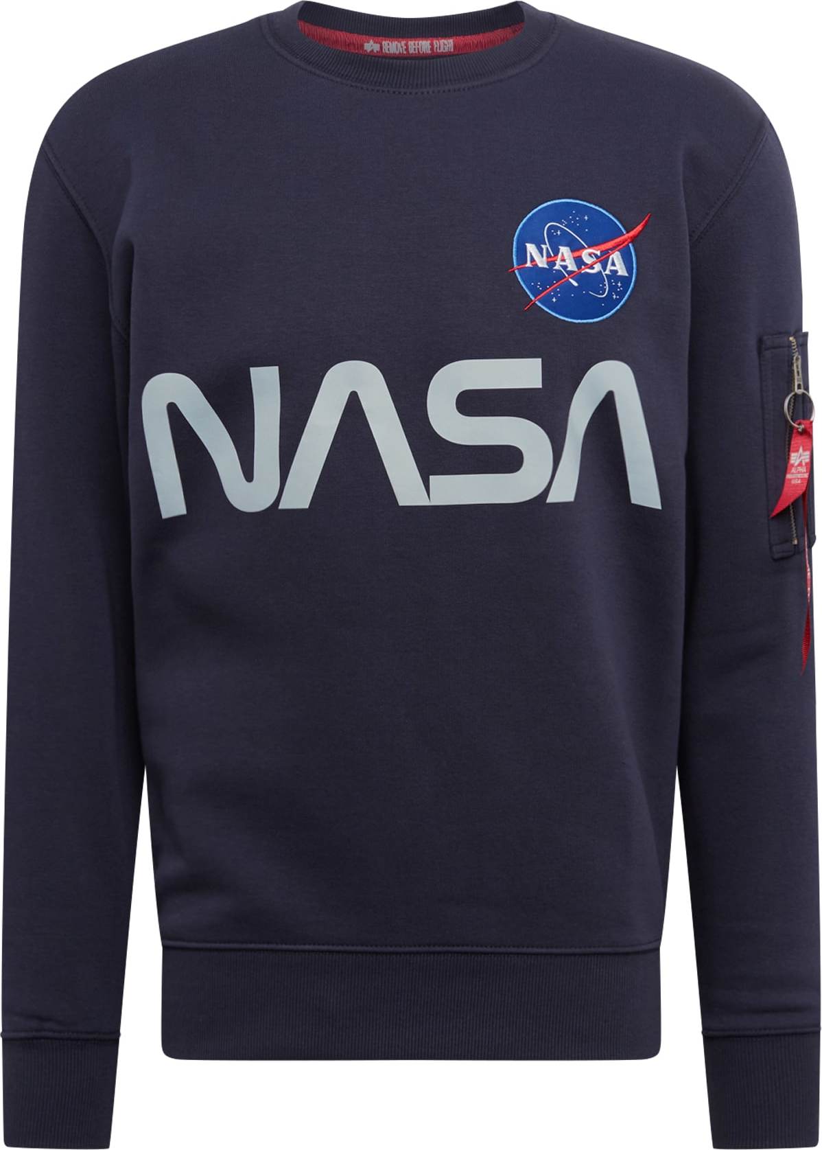 ALPHA INDUSTRIES Mikina ' Nasa Reflective ' šedá / bílá / červená / modrá