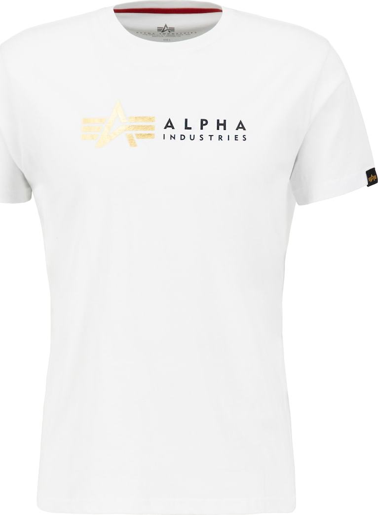 ALPHA INDUSTRIES Tričko bílá / černá / zlatá
