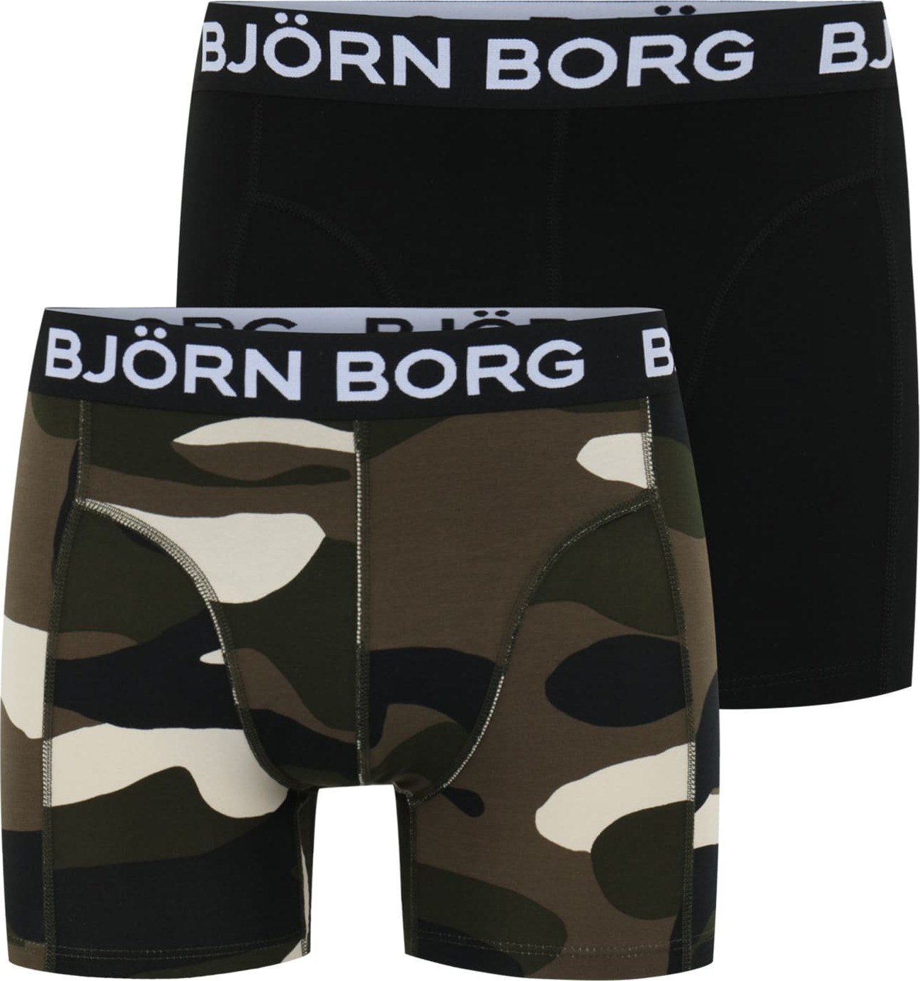 BJÖRN BORG Boxerky černá / khaki / bílá / světle šedá