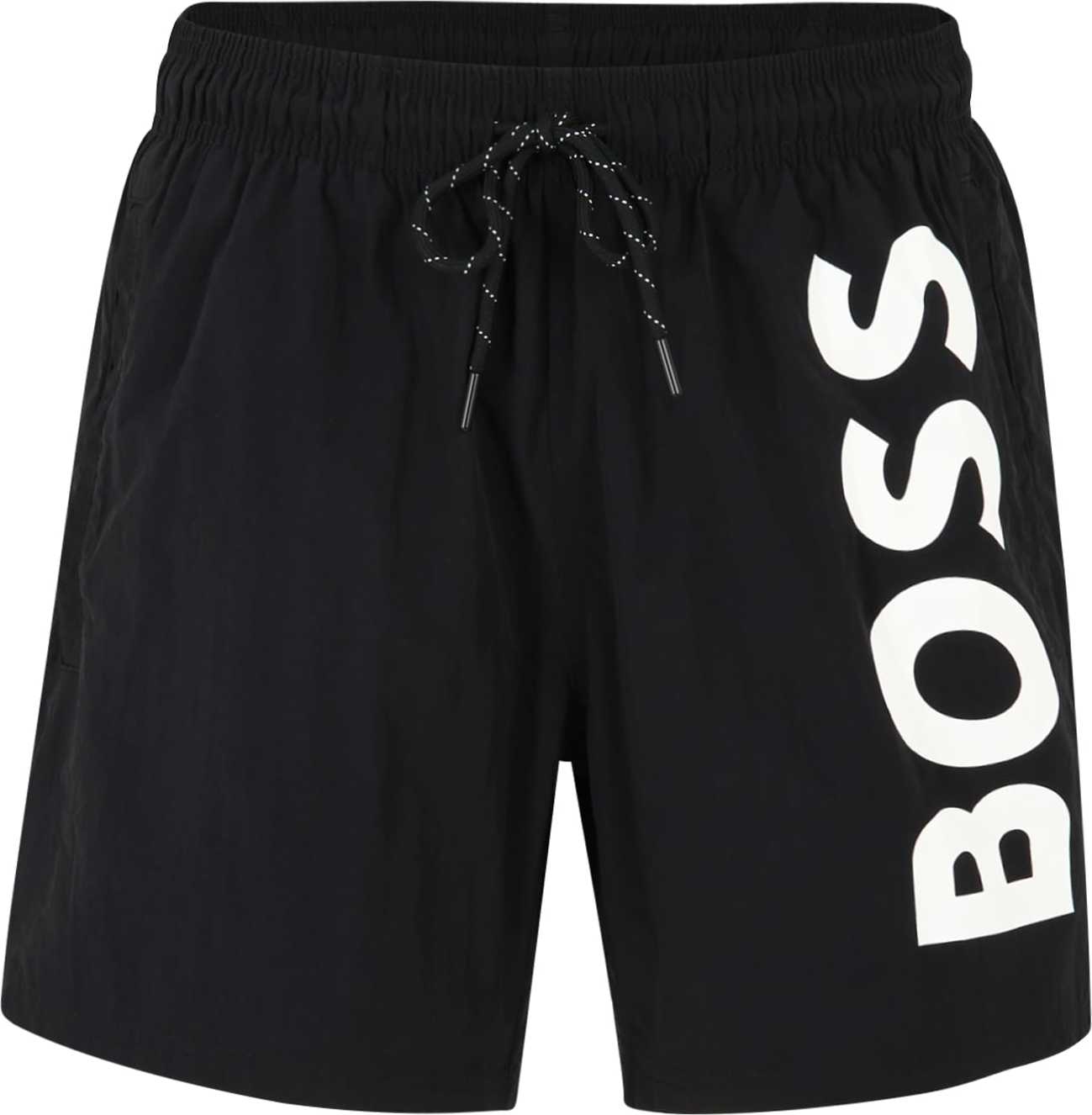 BOSS Black Plavecké šortky černá / bílá