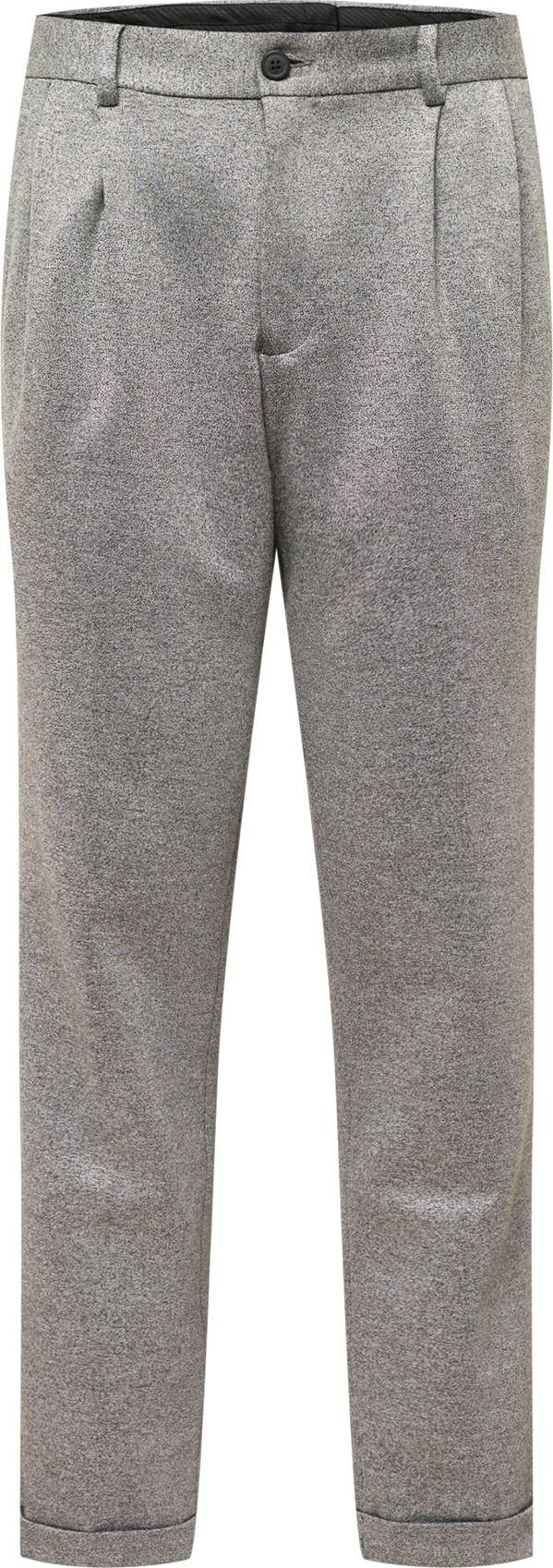 BURTON MENSWEAR LONDON Kalhoty se sklady v pase stříbrně šedá