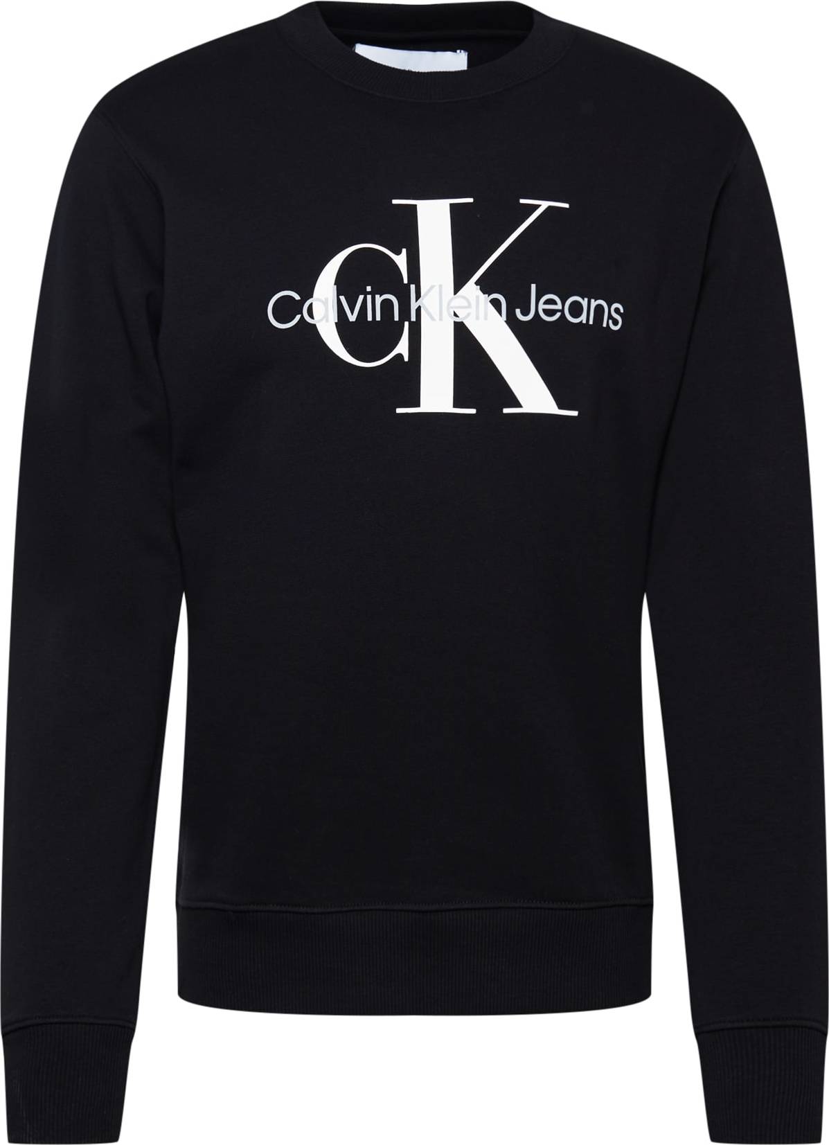 Calvin Klein Jeans Mikina černá / bílá / světle šedá