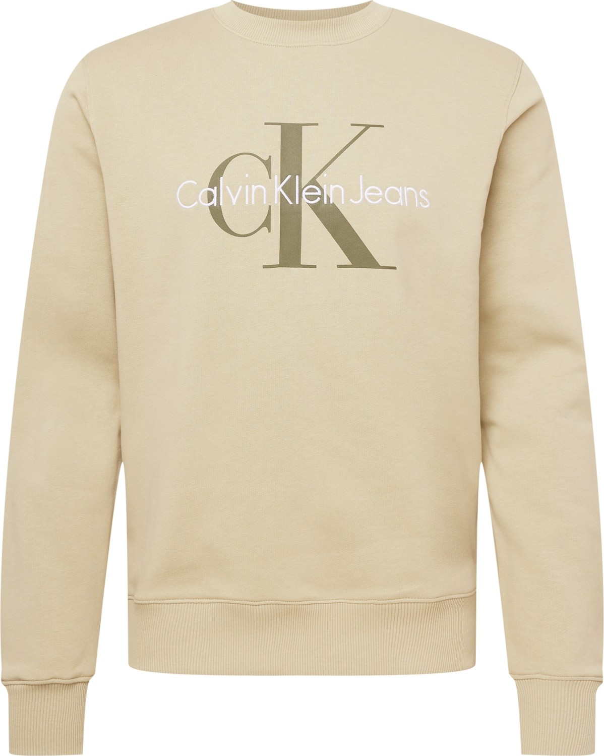 Calvin Klein Jeans Mikina khaki / olivová / bílá