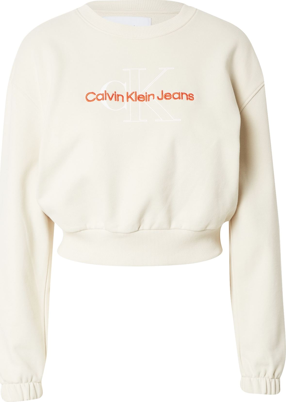 Calvin Klein Jeans Mikina krémová / oranžová