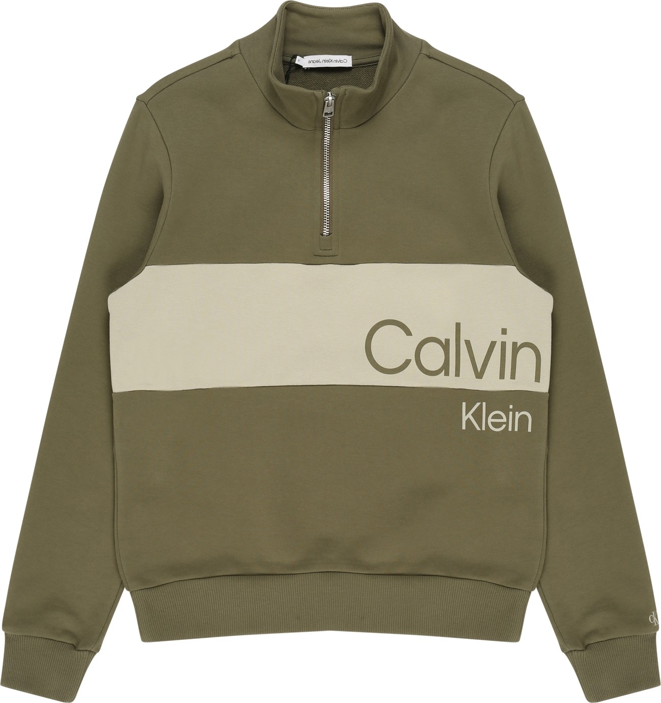 Calvin Klein Jeans Mikina olivová / písková