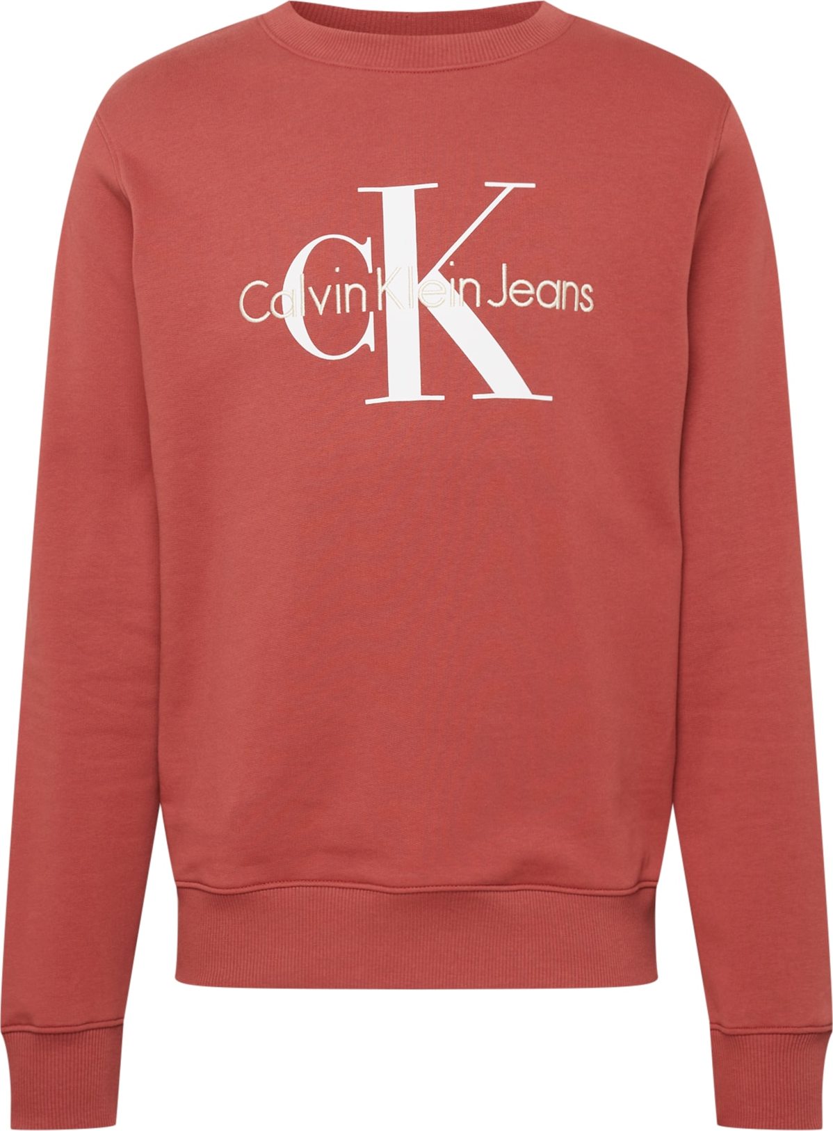 Calvin Klein Jeans Mikina rezavě hnědá / bílá