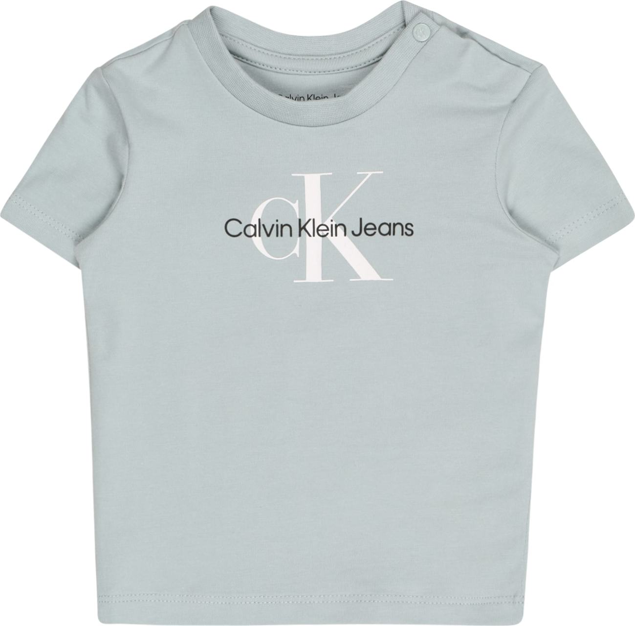 Calvin Klein Jeans Tričko kouřově modrá / bílá / černá