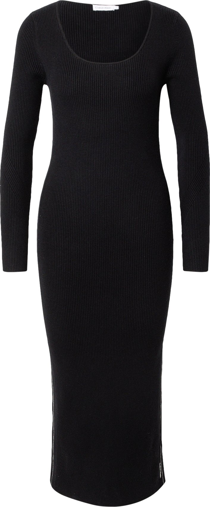Calvin Klein Úpletové šaty černá / bílá