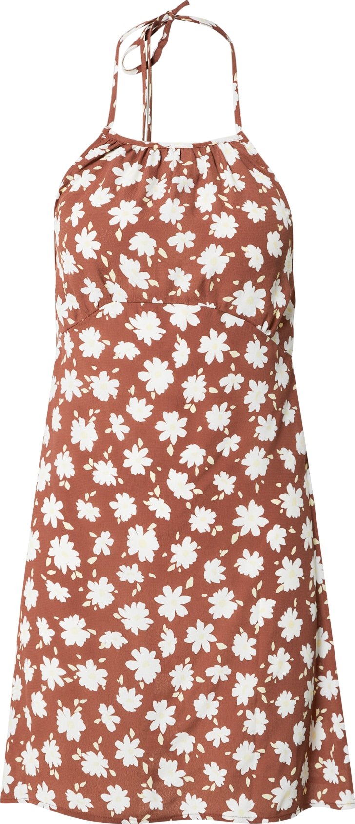Cotton On Letní šaty 'BIANCA' karamelová / bílá / krémová
