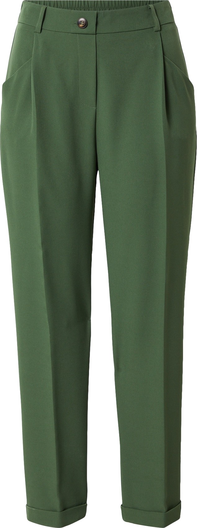 Dorothy Perkins Kalhoty se sklady v pase tmavě zelená