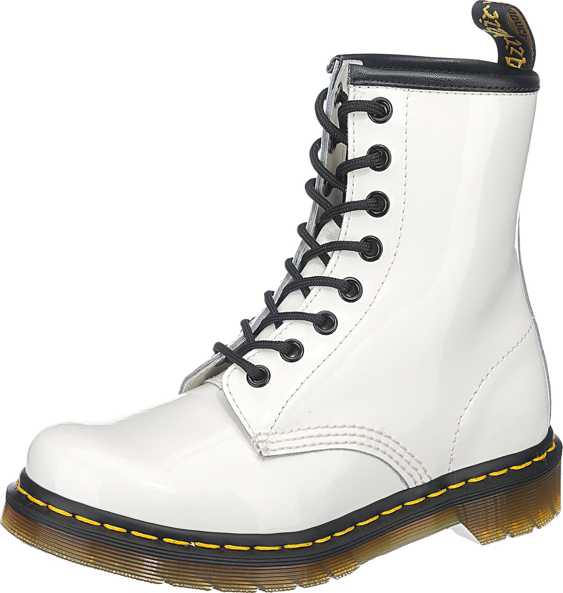 Dr. Martens Šněrovací kozačky bílá / černá / žlutá