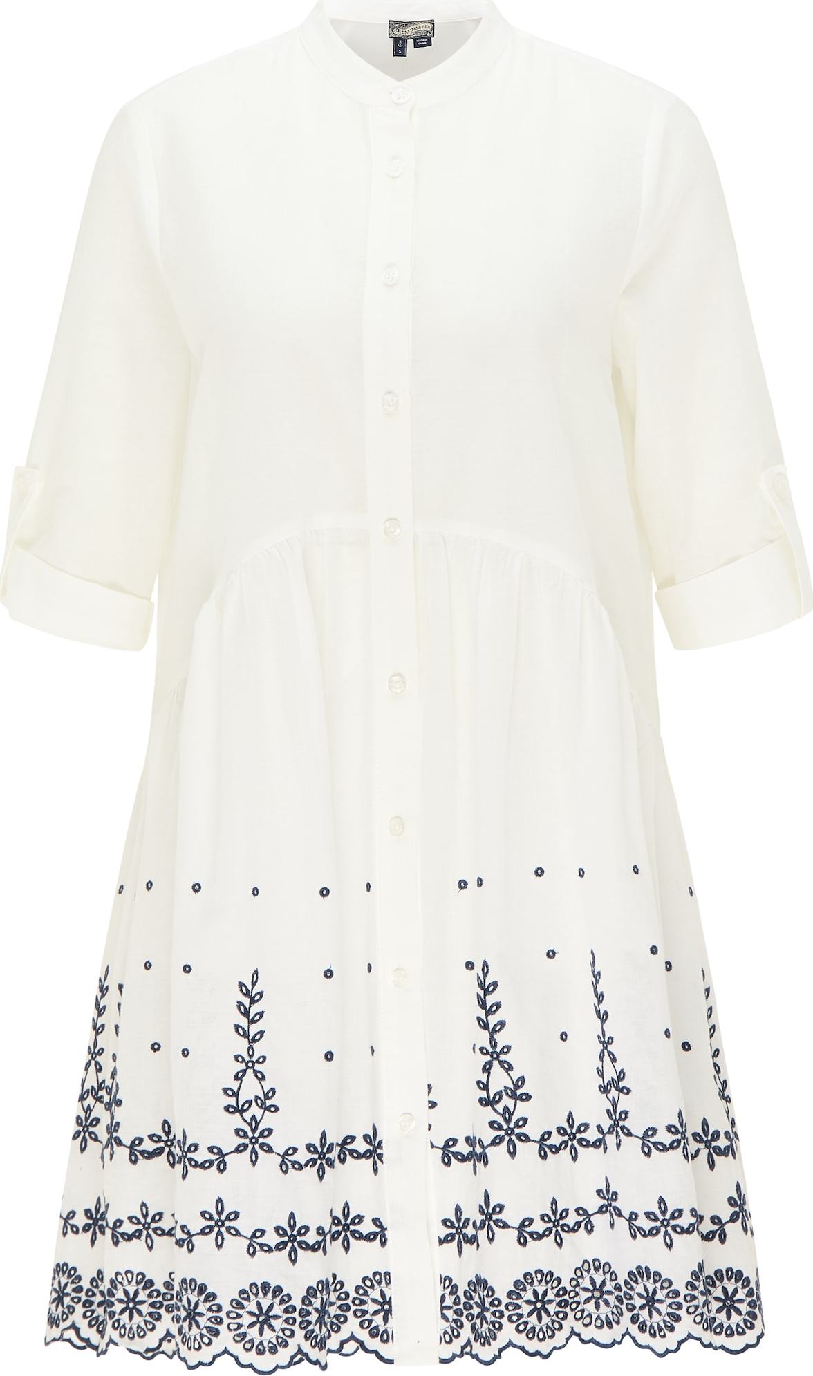 DreiMaster Vintage Košilové šaty bílá / námořnická modř