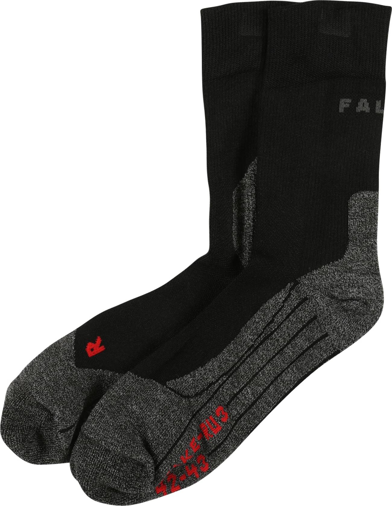 FALKE Sportovní ponožky 'RU3' černá / tmavě šedá / ohnivá červená