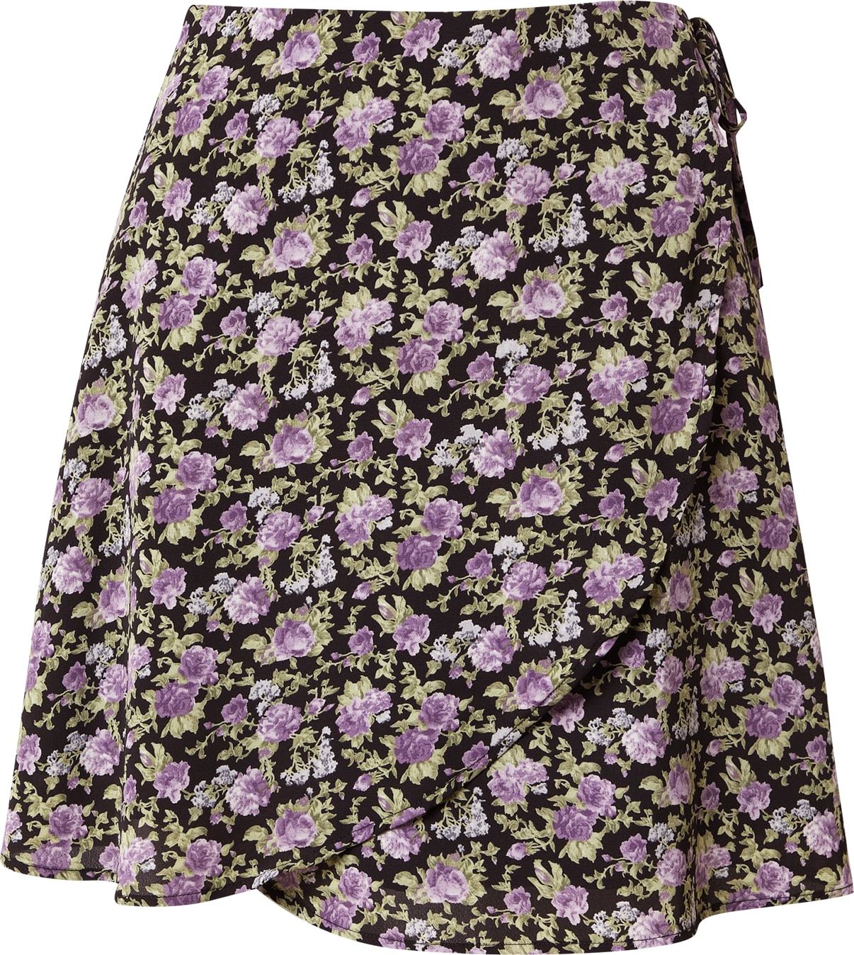 Fashion Union Sukně 'Raz ' černá / šeříková