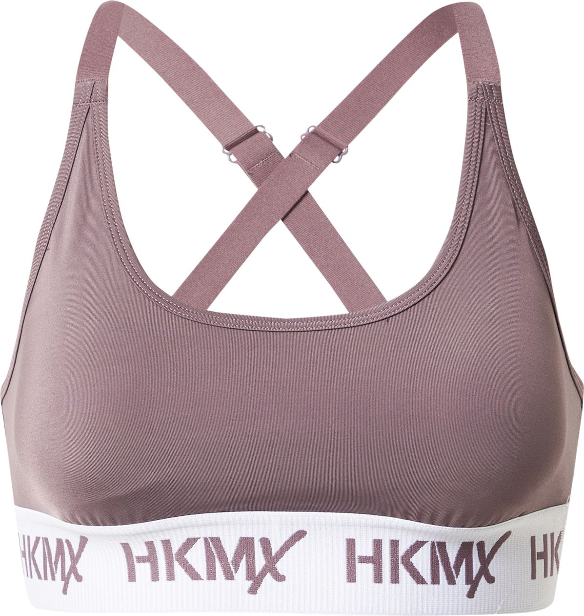 HKMX Sportovní podprsenka šedobéžová / bílá / bledě fialová