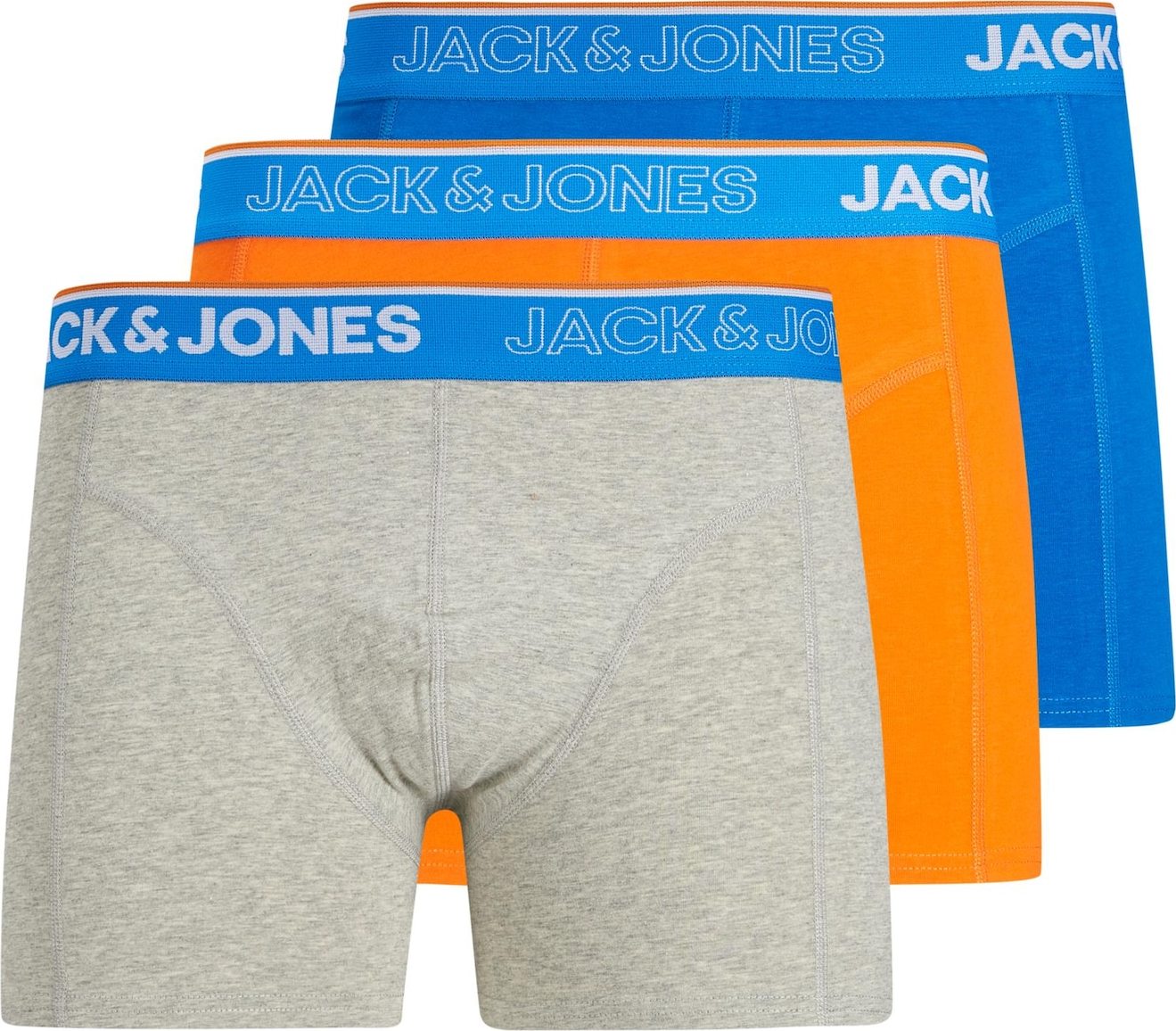 JACK & JONES Boxerky 'ARUBA' modrá / šedý melír / oranžová