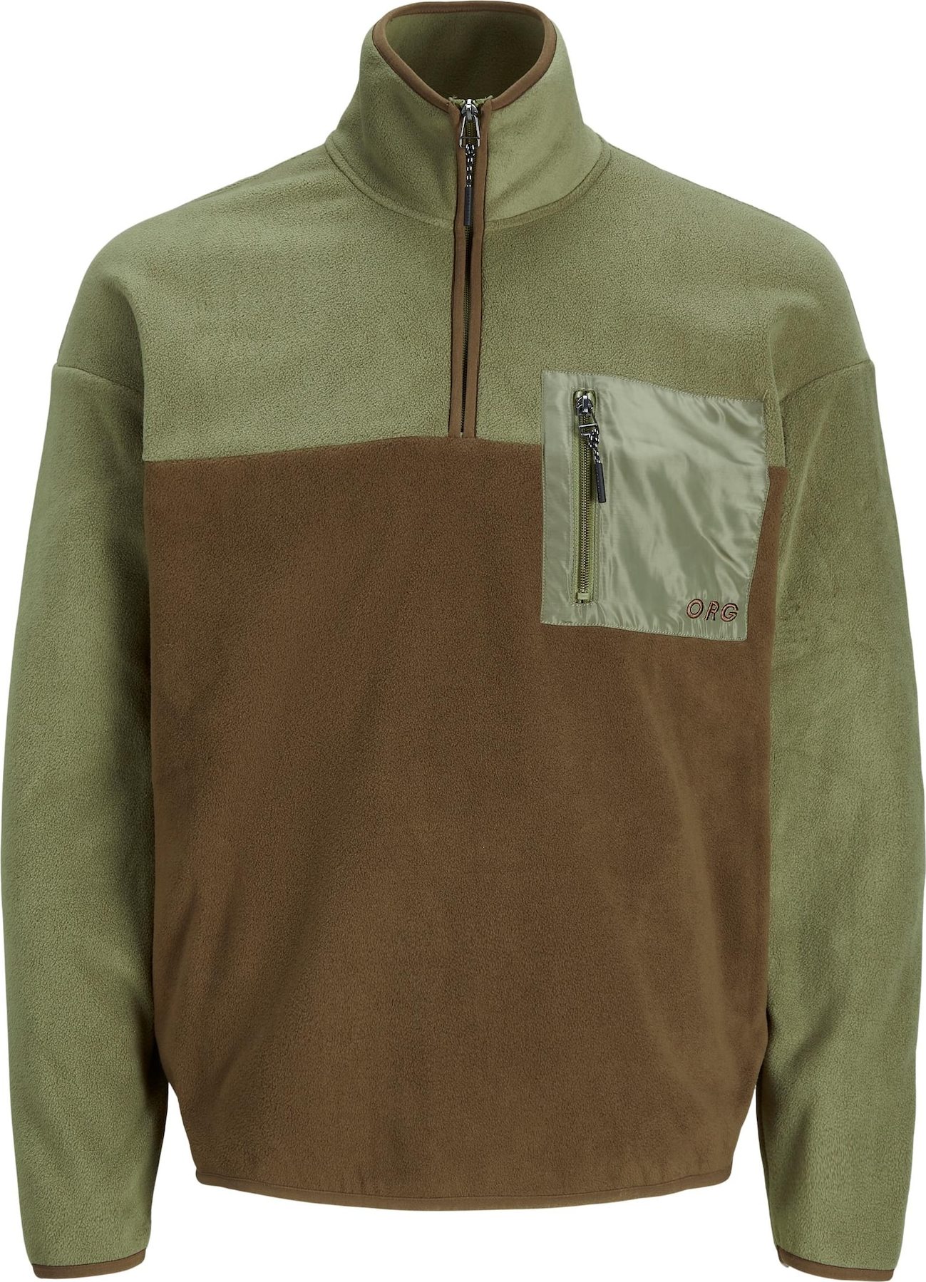 JACK & JONES Fleecová mikina 'Aristo' olivová / khaki