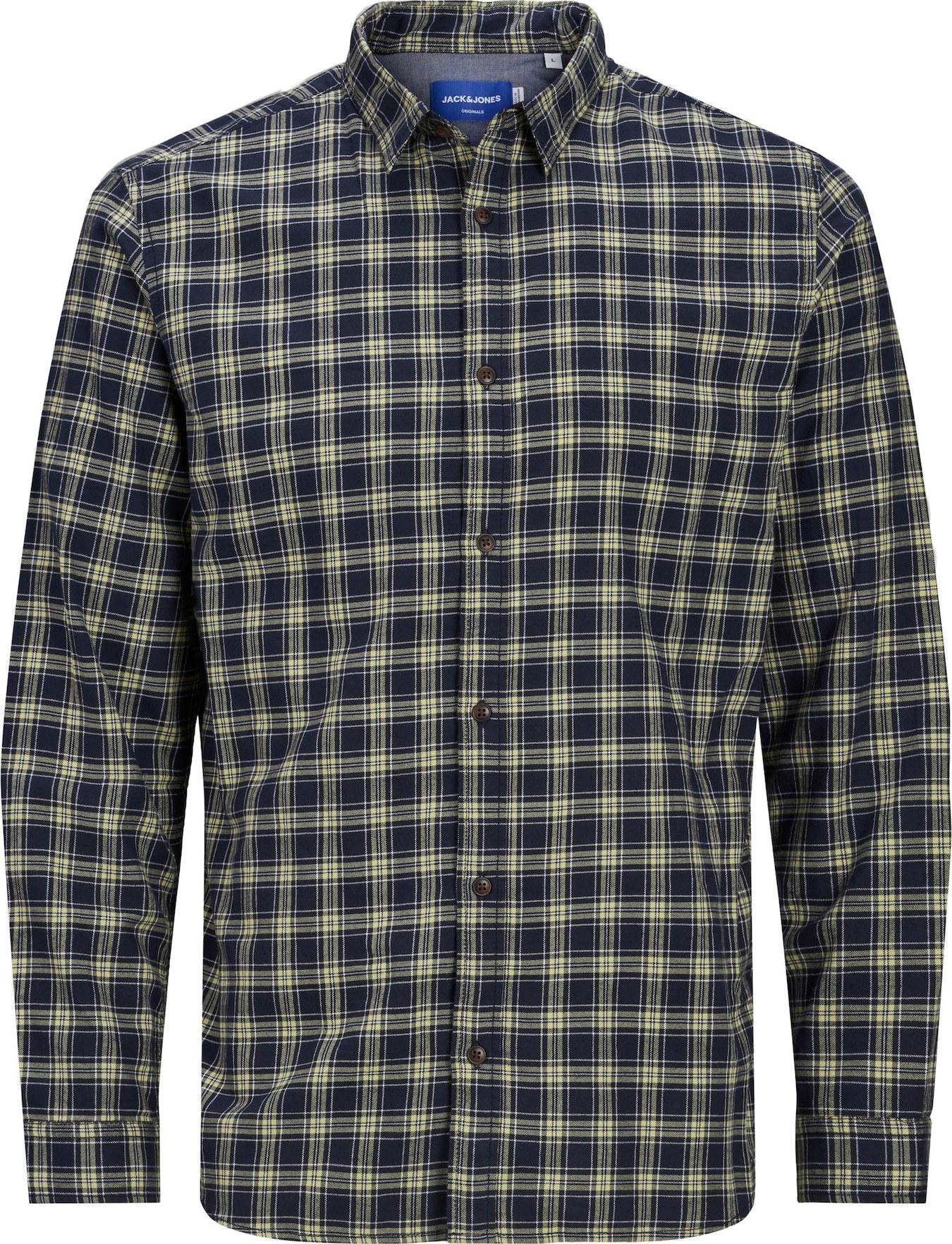 JACK & JONES Košile 'Globe' námořnická modř / světle žlutá / bílá
