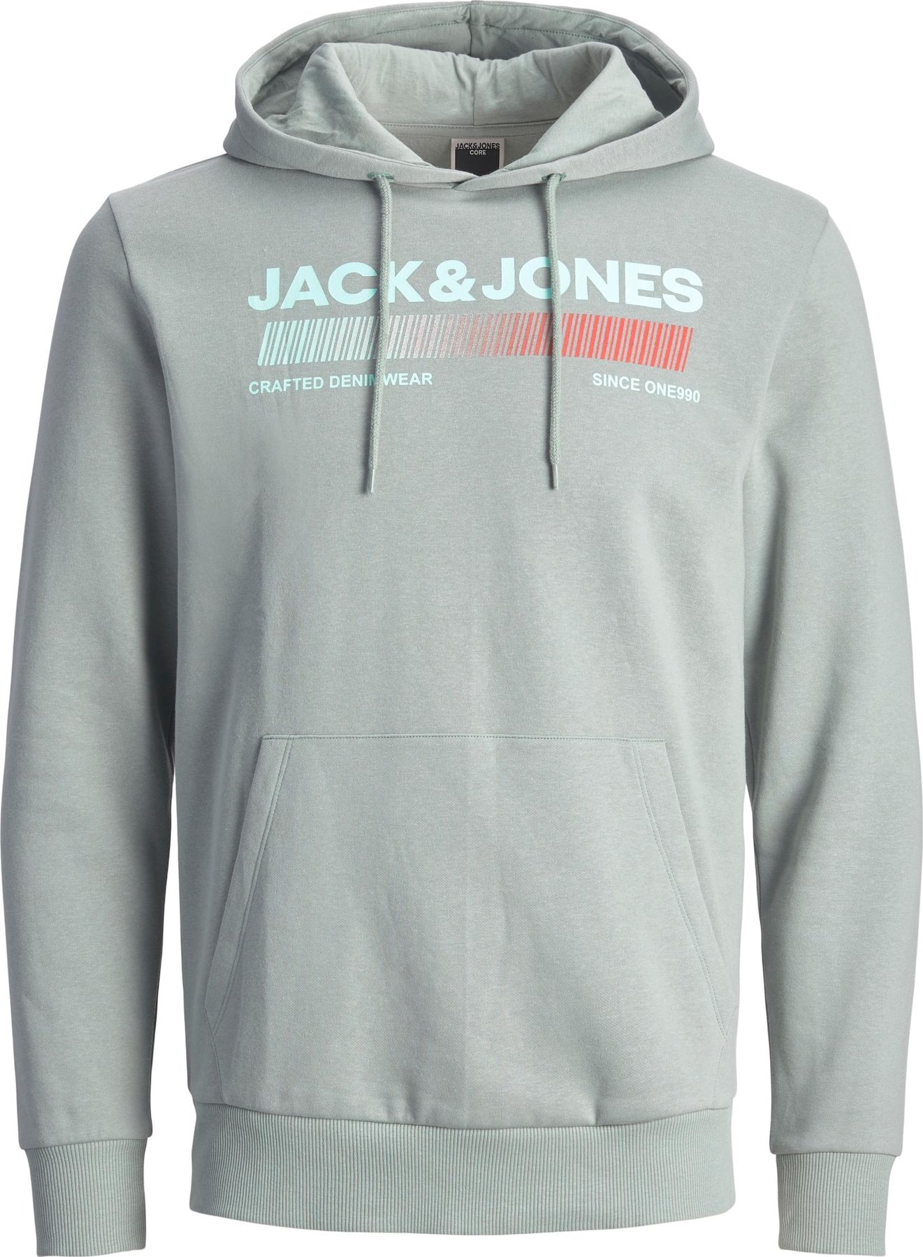 JACK & JONES Mikina 'RAYMOND' šedá / červená / světlemodrá
