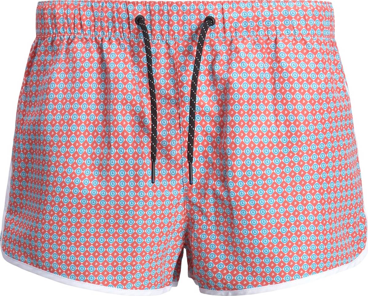 JACK & JONES Plavecké šortky 'Kos' korálová / bílá / modrá
