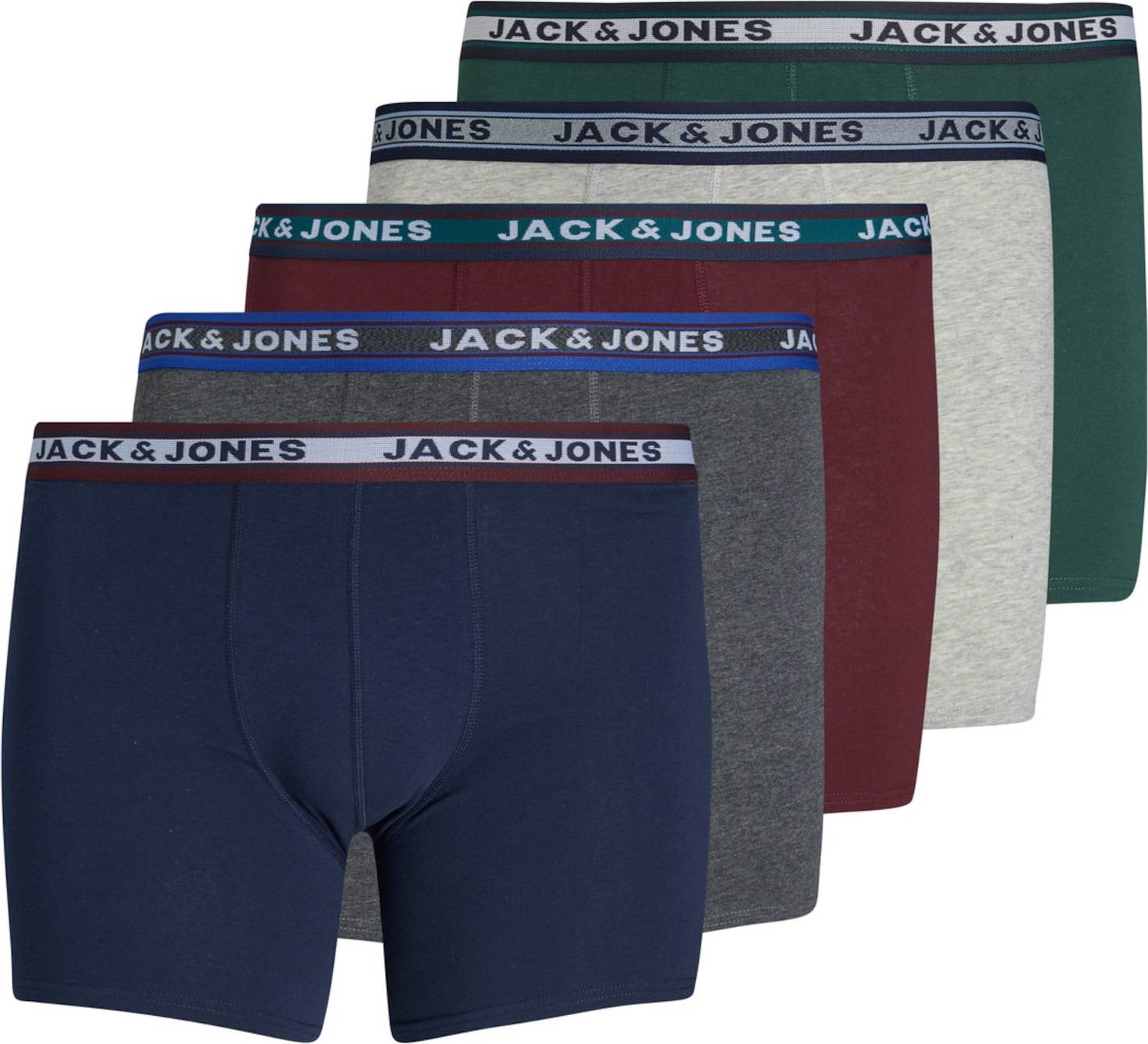 Jack & Jones Plus Boxerky 'OLIVER' námořnická modř / tmavě šedá / bordó / světle šedá / zelená