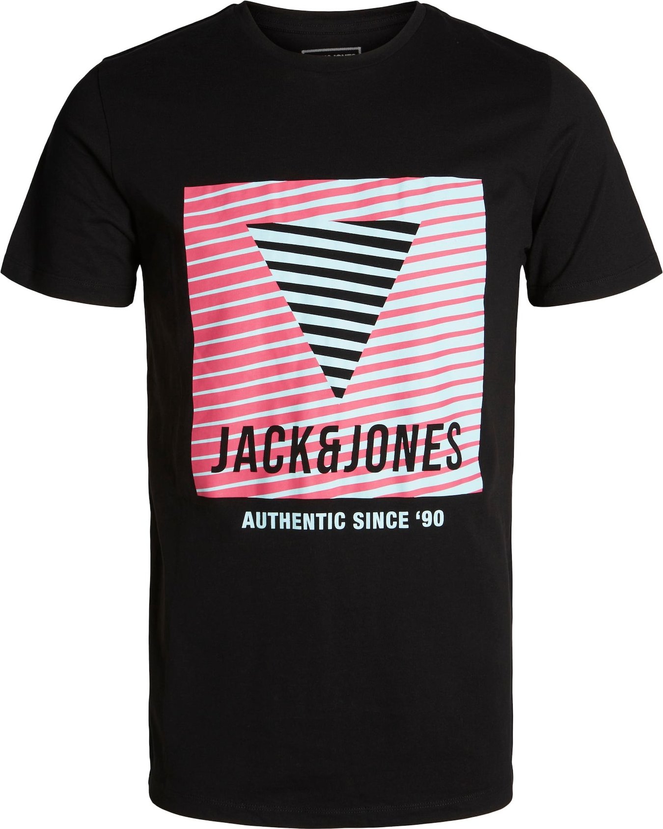 JACK & JONES Tričko 'BOOSTER' černá / pink / bílá