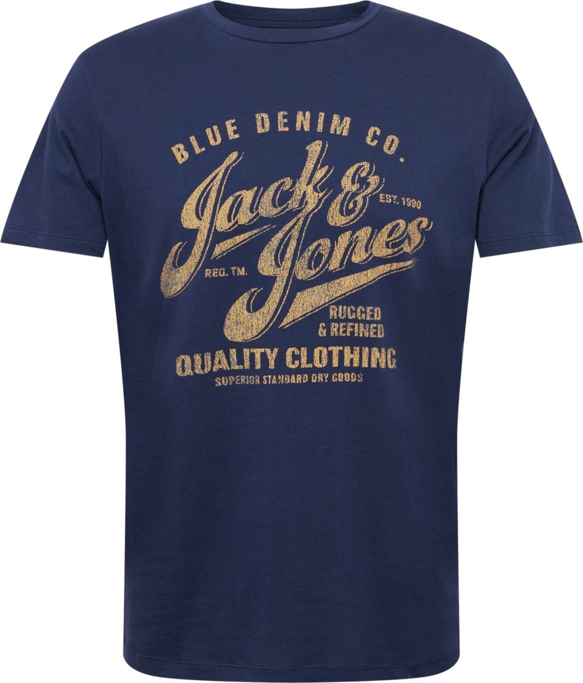 JACK & JONES Tričko námořnická modř / světle hnědá