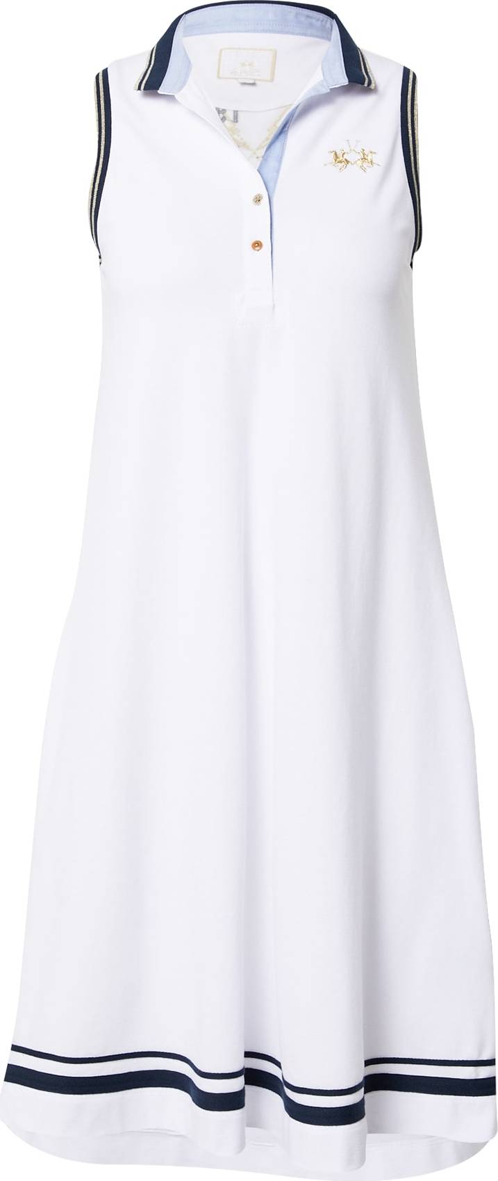 La Martina Košilové šaty bílá / námořnická modř