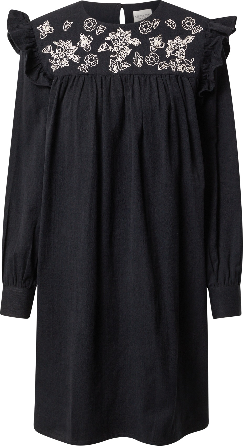 People Tree Košilové šaty 'Nilima' černá / barva bílé vlny