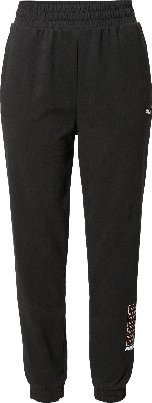 PUMA Sportovní kalhoty černá / bílá / oranžová