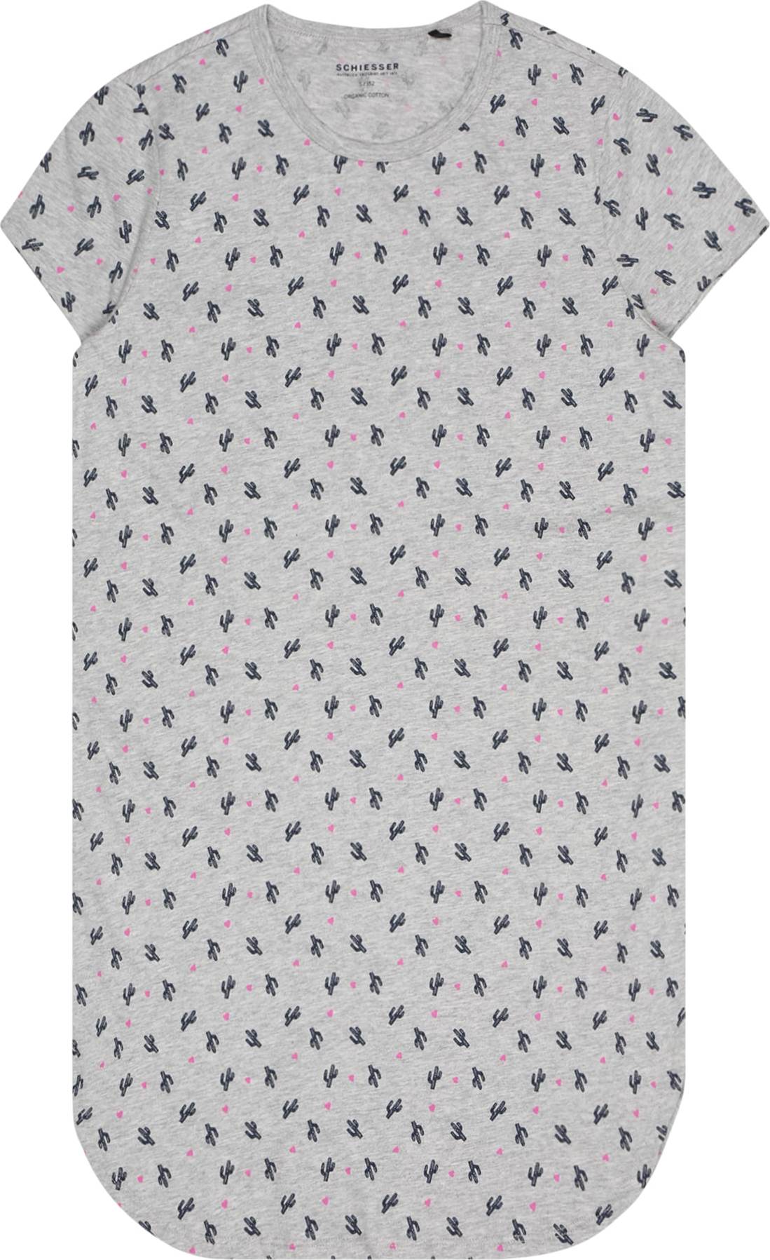 SCHIESSER Noční košilka 'Prikly Love' světle šedá / pink / námořnická modř
