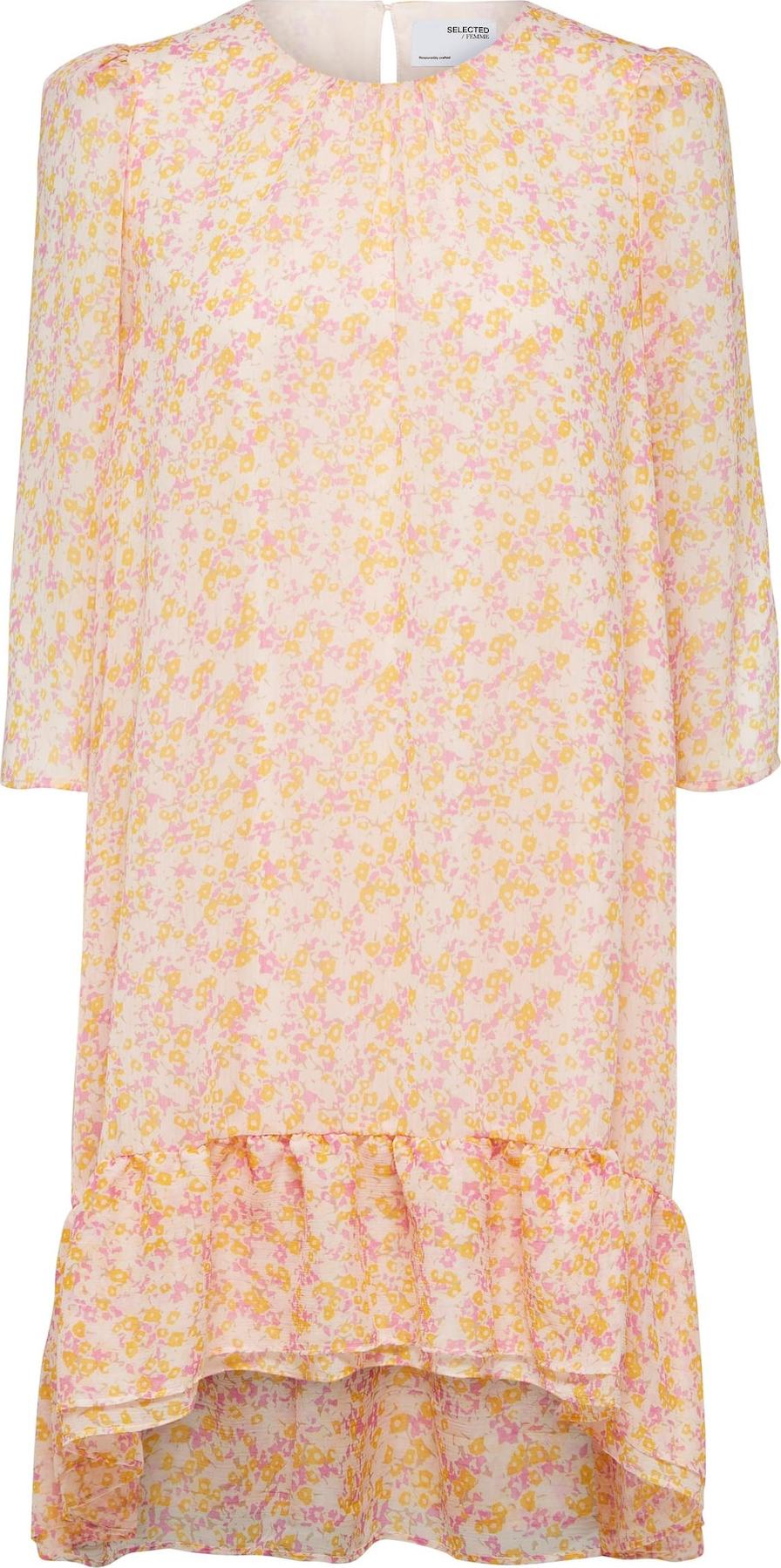 Selected Femme Curve Šaty 'ANY-GRACY' bílá / pink / žlutá