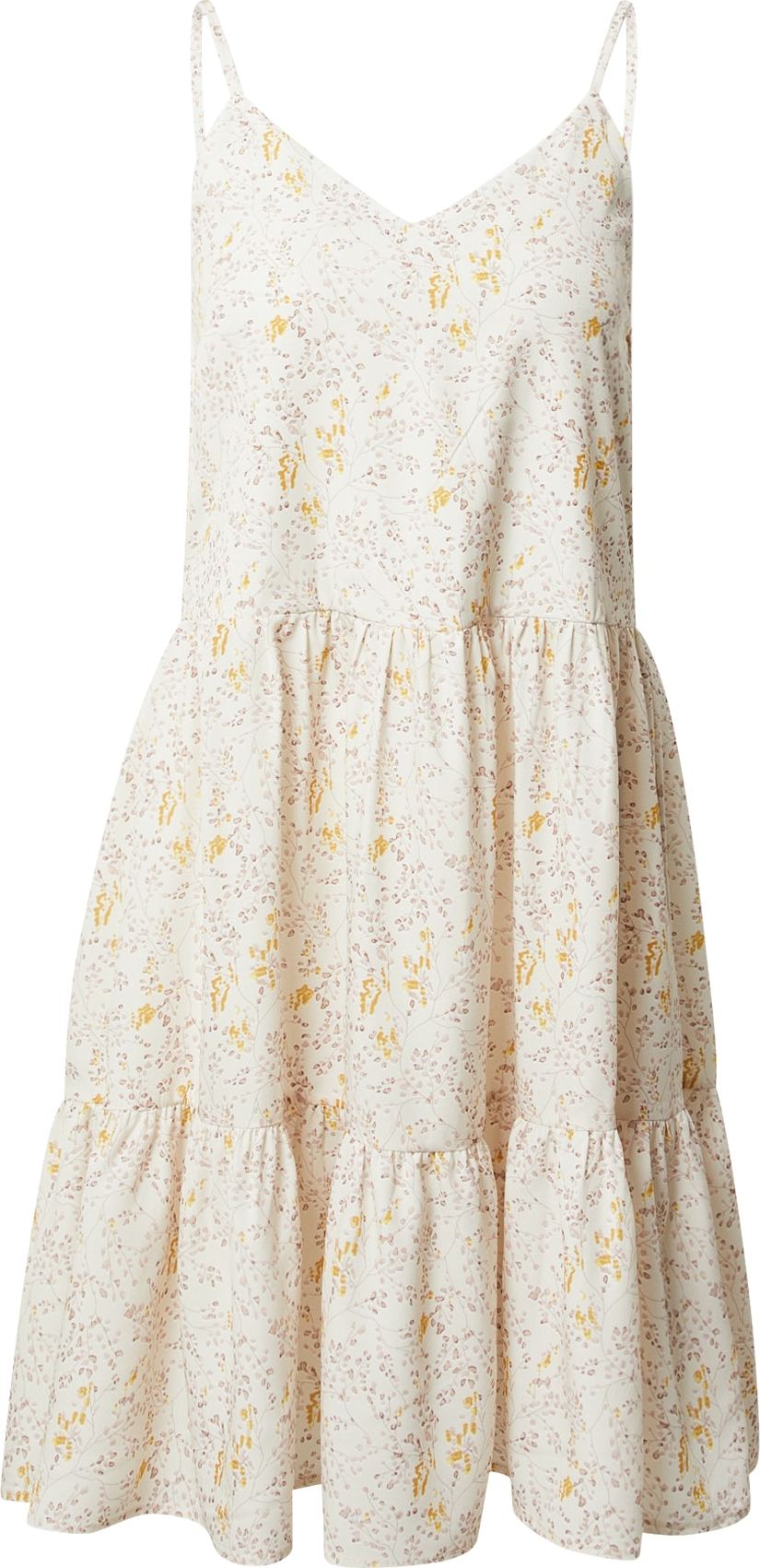 SISTERS POINT Letní šaty 'GLOSS' krémová / žlutá / šedobéžová