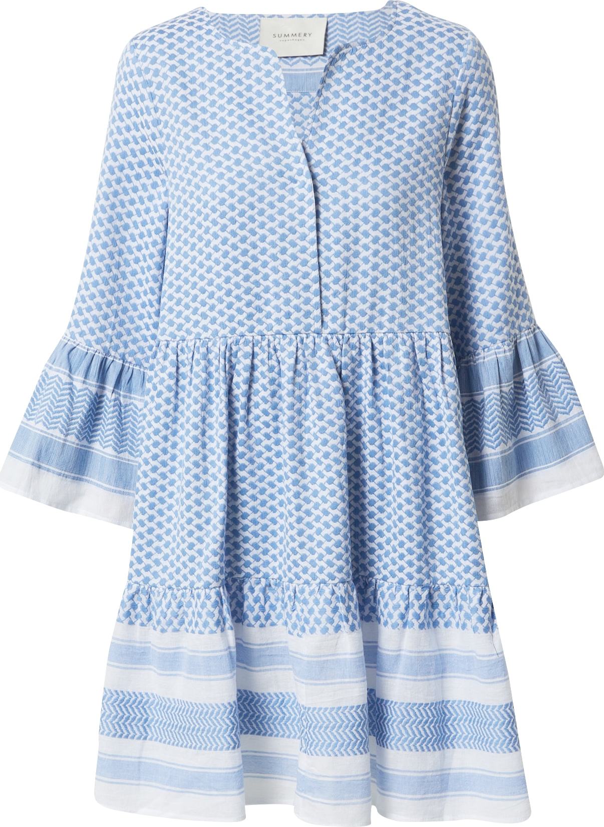 Summery Copenhagen Košilové šaty 'Julia' bílá / nebeská modř