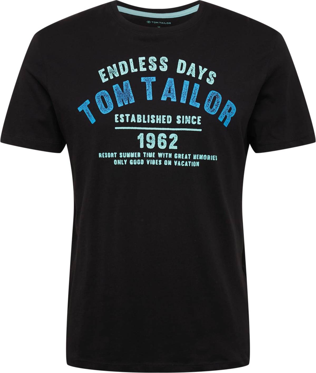 TOM TAILOR Tričko černá / světlemodrá / modrá