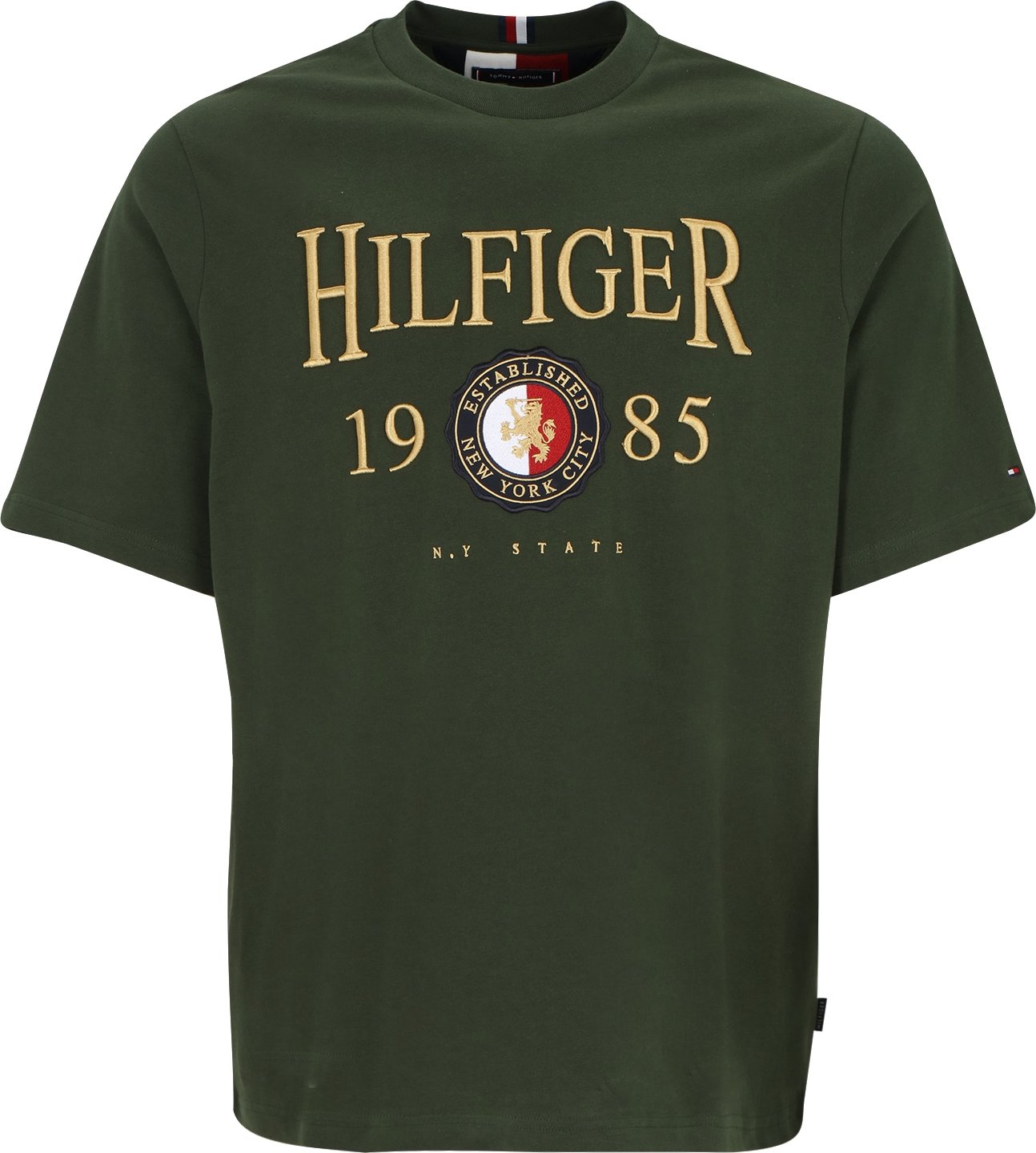 Tommy Hilfiger Big & Tall Tričko tmavě zelená / zlatá / námořnická modř / červená / bílá