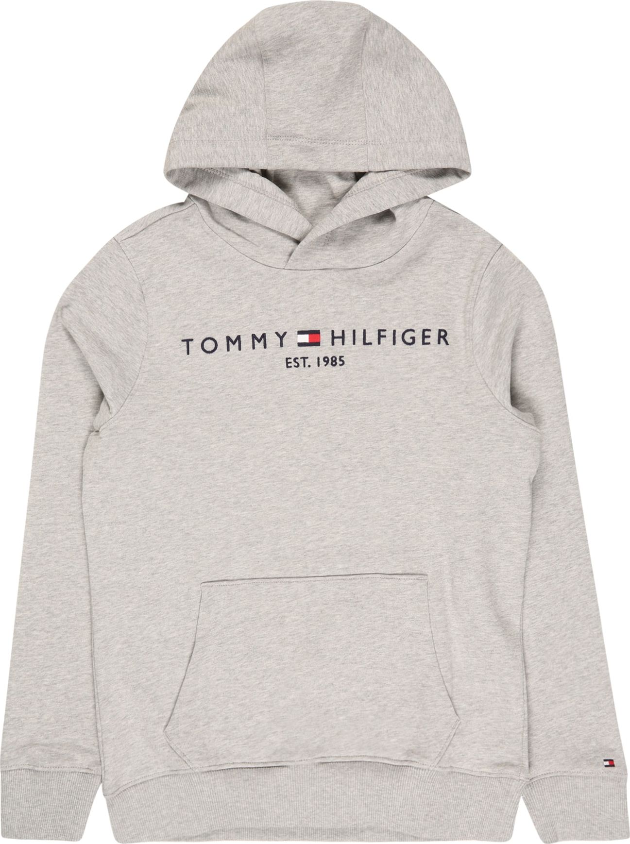 TOMMY HILFIGER Mikina šedý melír / noční modrá / bílá / světle červená