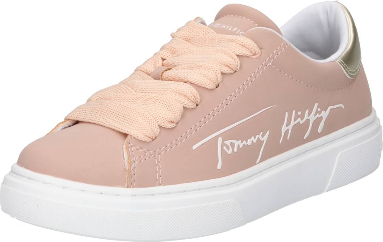 TOMMY HILFIGER Tenisky pudrová / stříbrná / bílá