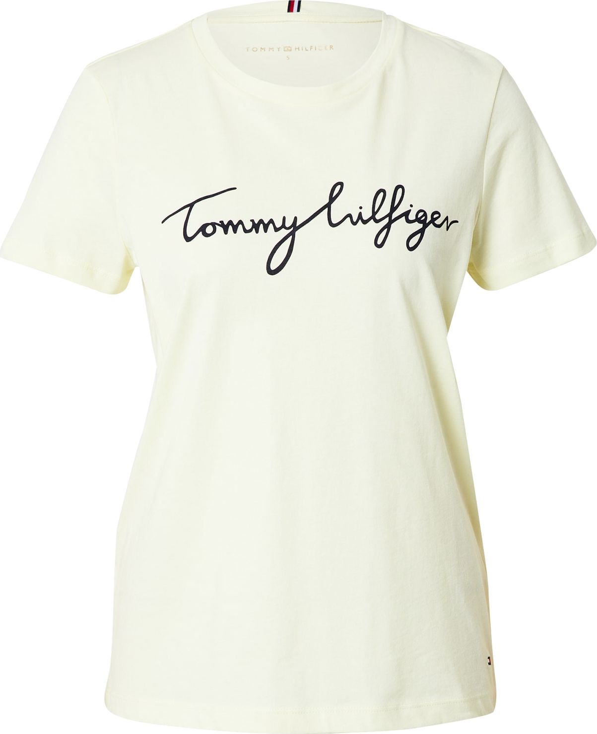 TOMMY HILFIGER Tričko pastelově žlutá / černá