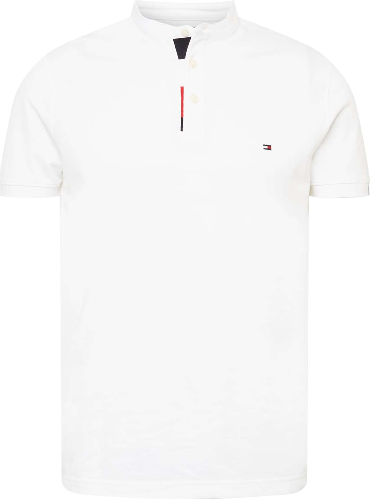 TOMMY HILFIGER Tričko 'Placket MAO' bílá / námořnická modř / červená