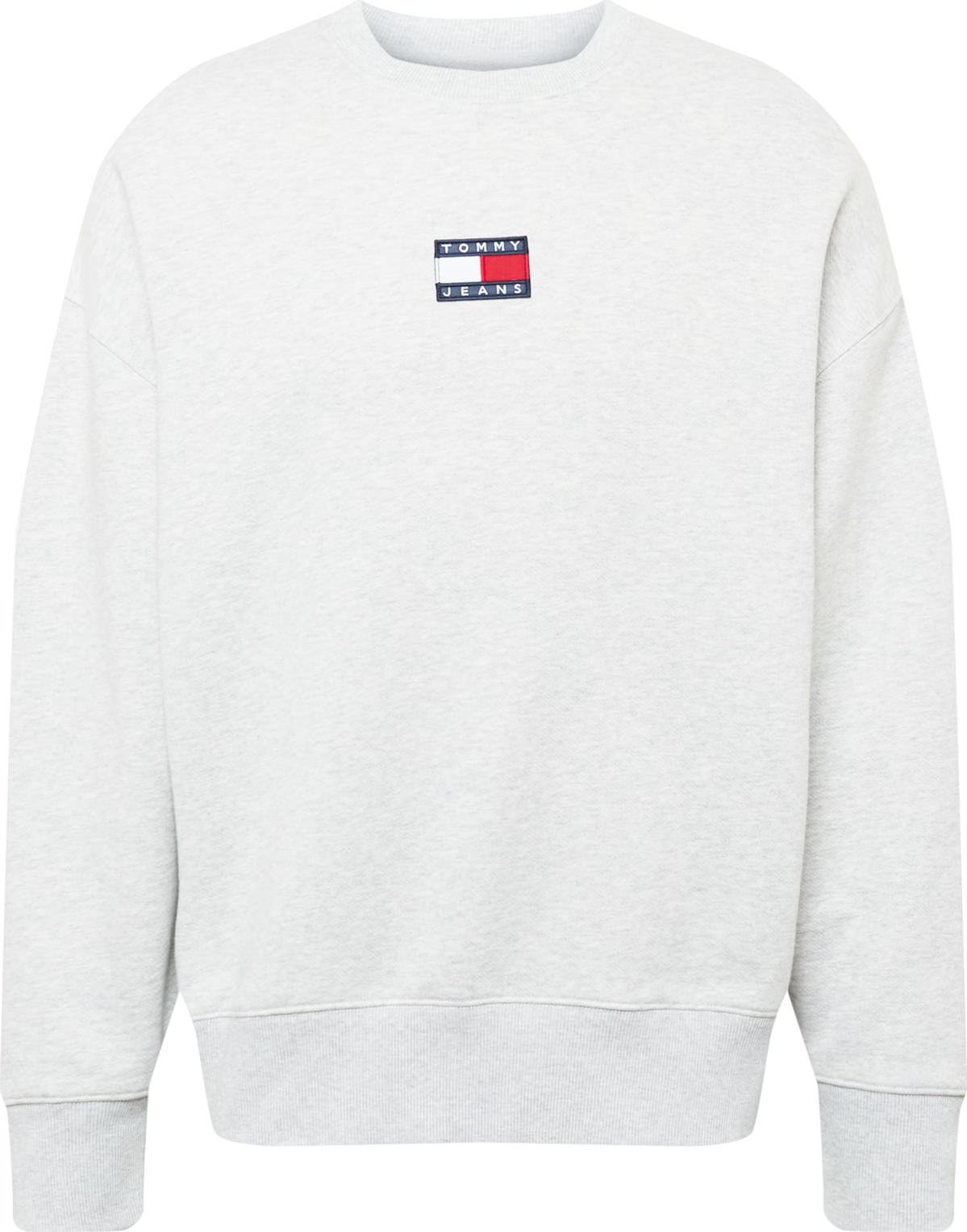 Tommy Jeans Mikina 'Badge' bílá / šedý melír / námořnická modř / červená