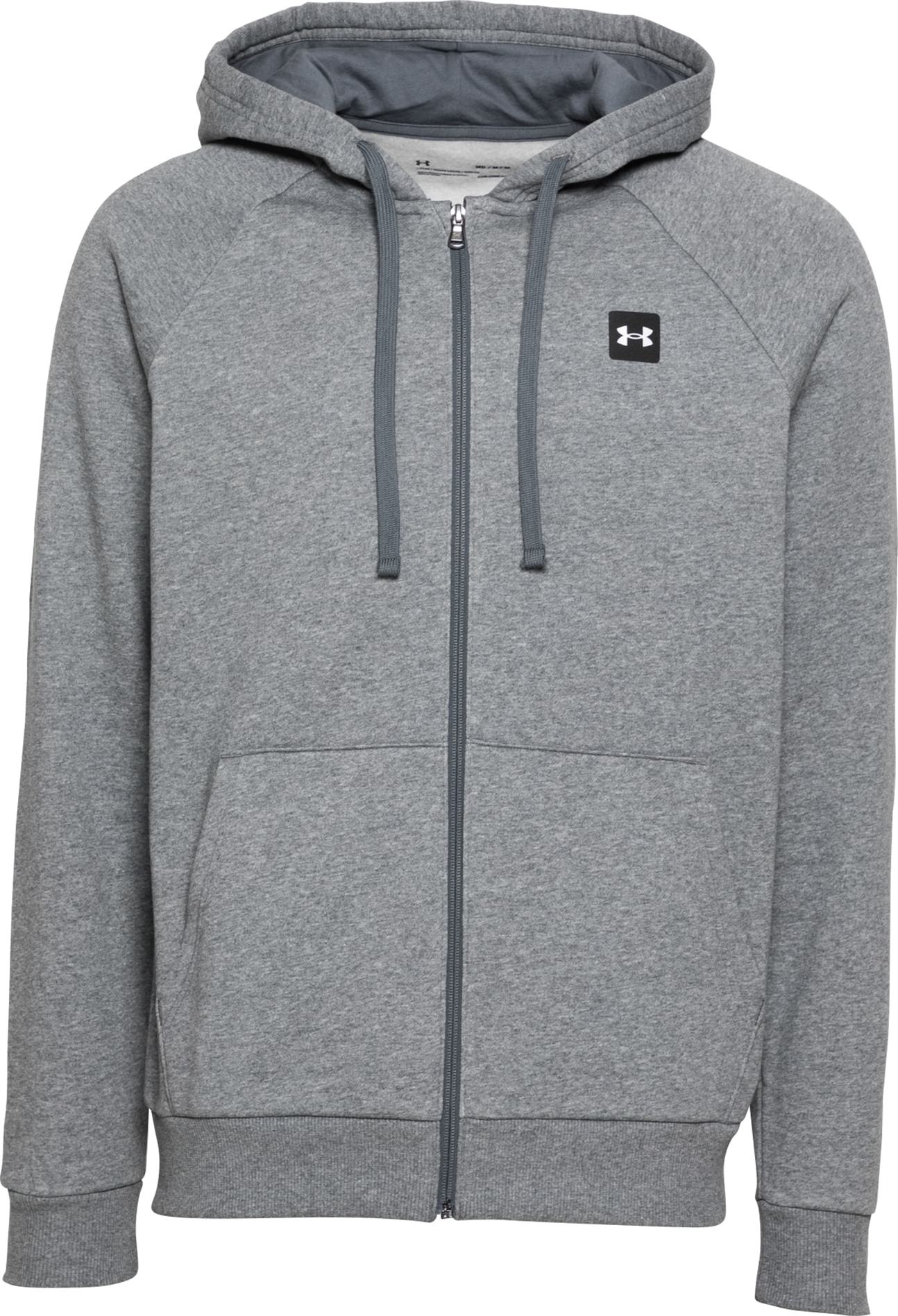 UNDER ARMOUR Sportovní mikina s kapucí 'Rival' černá / bílá / šedý melír