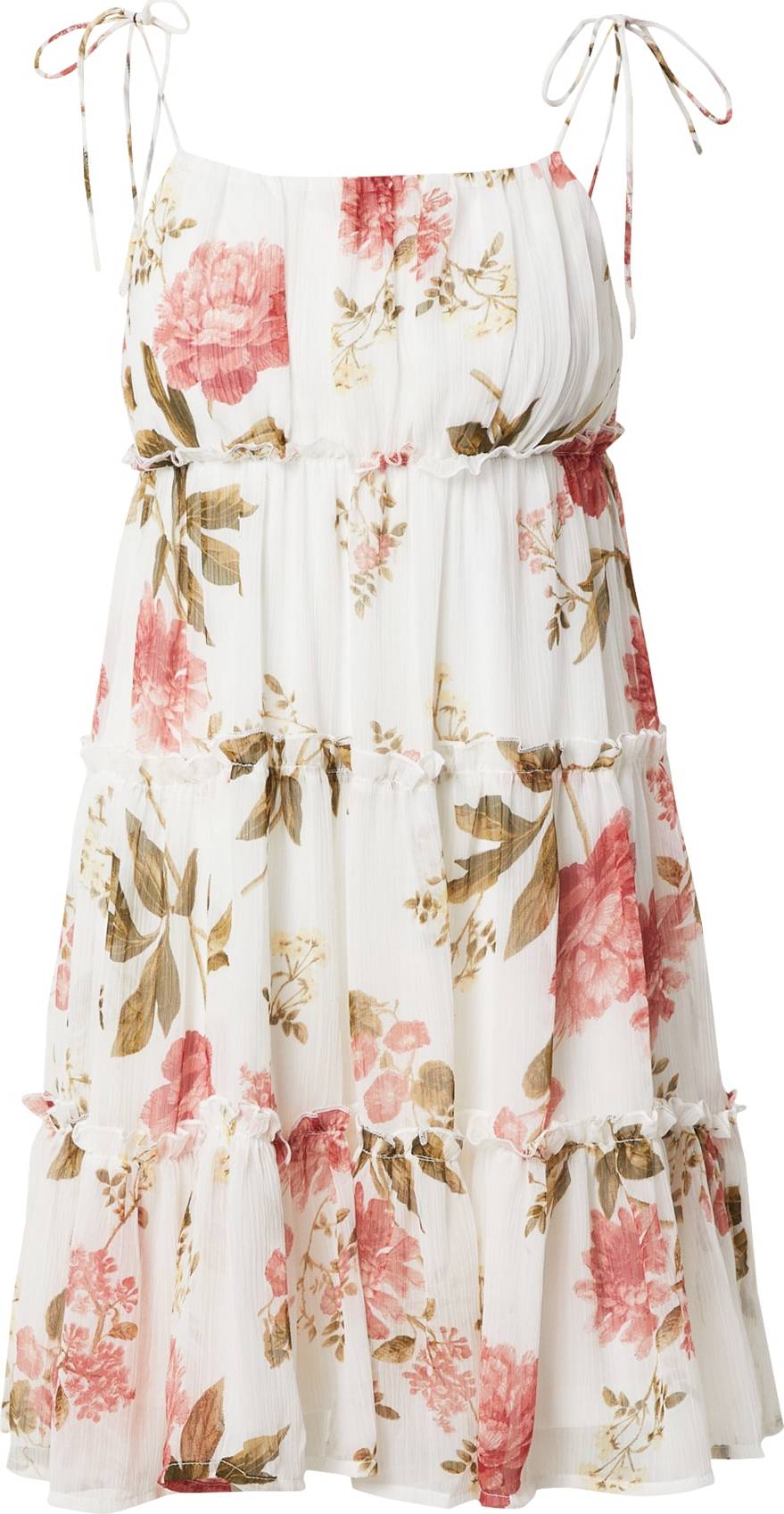 VERO MODA Letní šaty 'BRIONY' bílá / růžová / olivová