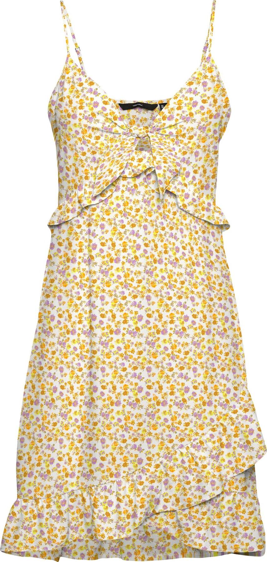 VERO MODA Letní šaty 'Lee' přírodní bílá / medová / limone / světle fialová / pastelově zelená