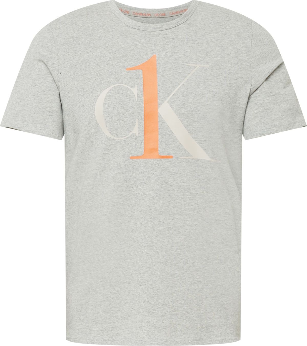 Calvin Klein Tričko šedý melír / tmavě oranžová / šedá