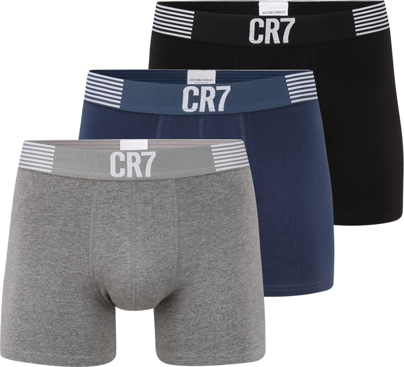 CR7 - Cristiano Ronaldo Boxerky šedý melír / černá / marine modrá / bílá