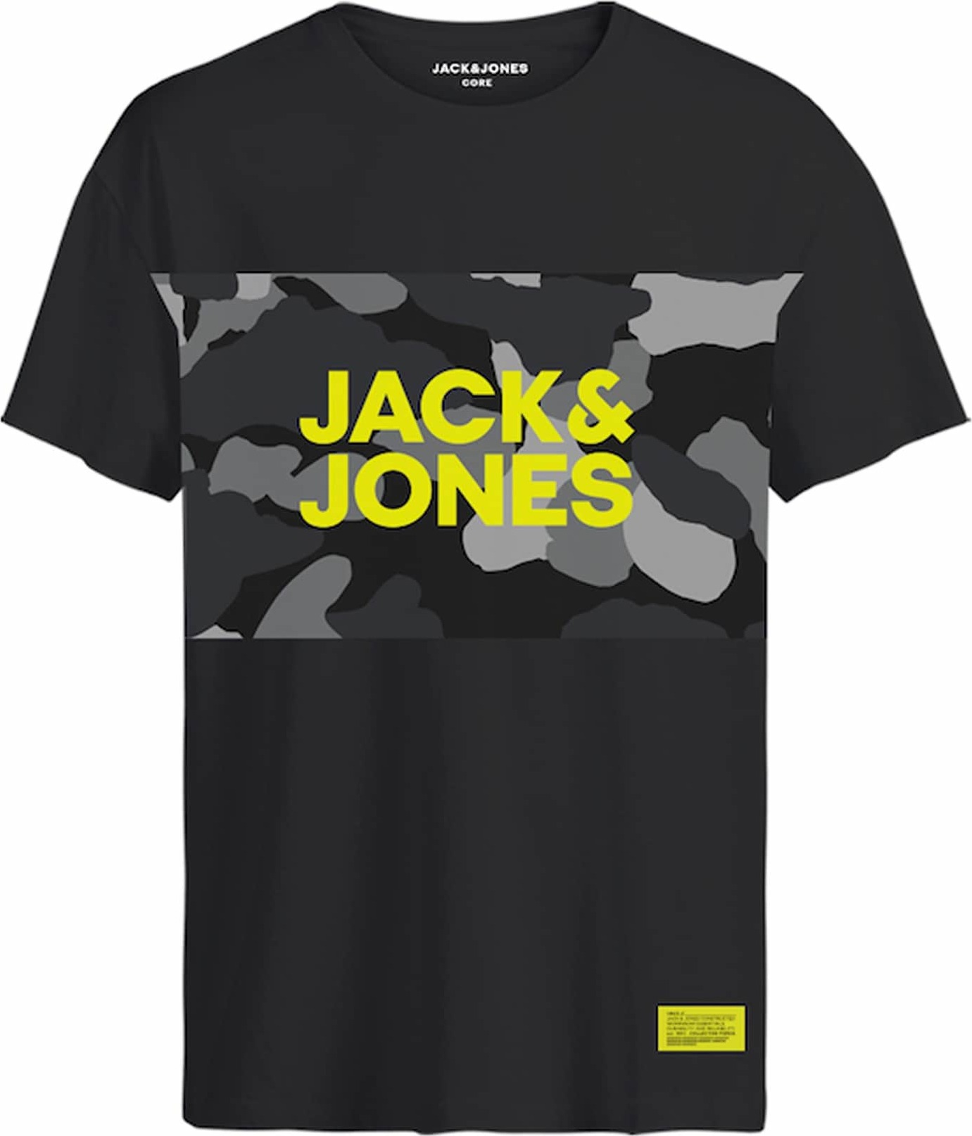 Jack & Jones Junior Tričko 'Oludo' černá / šedá / světle šedá / žlutá