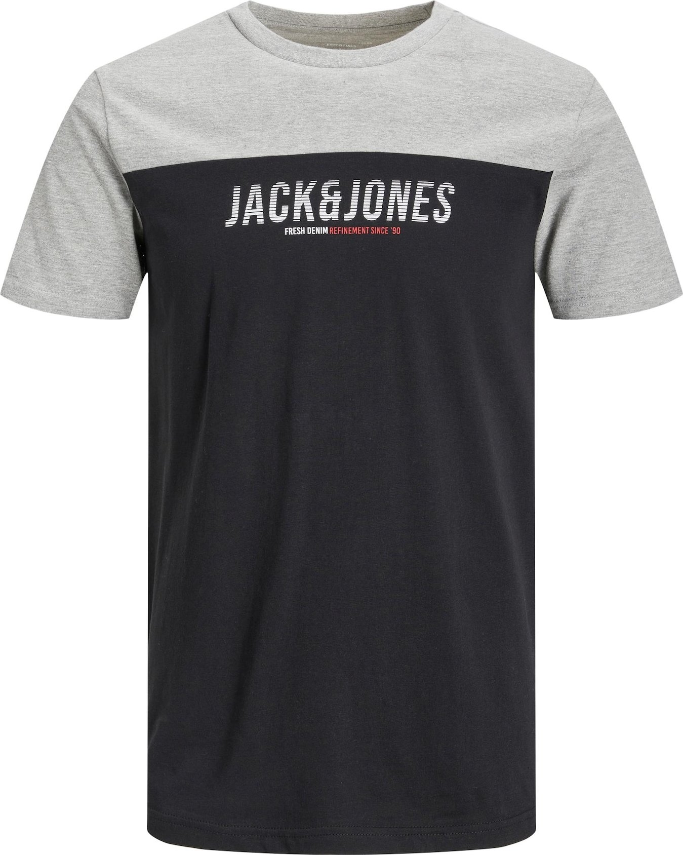 JACK & JONES Tričko 'DAN' černá / šedý melír / bílá / červená