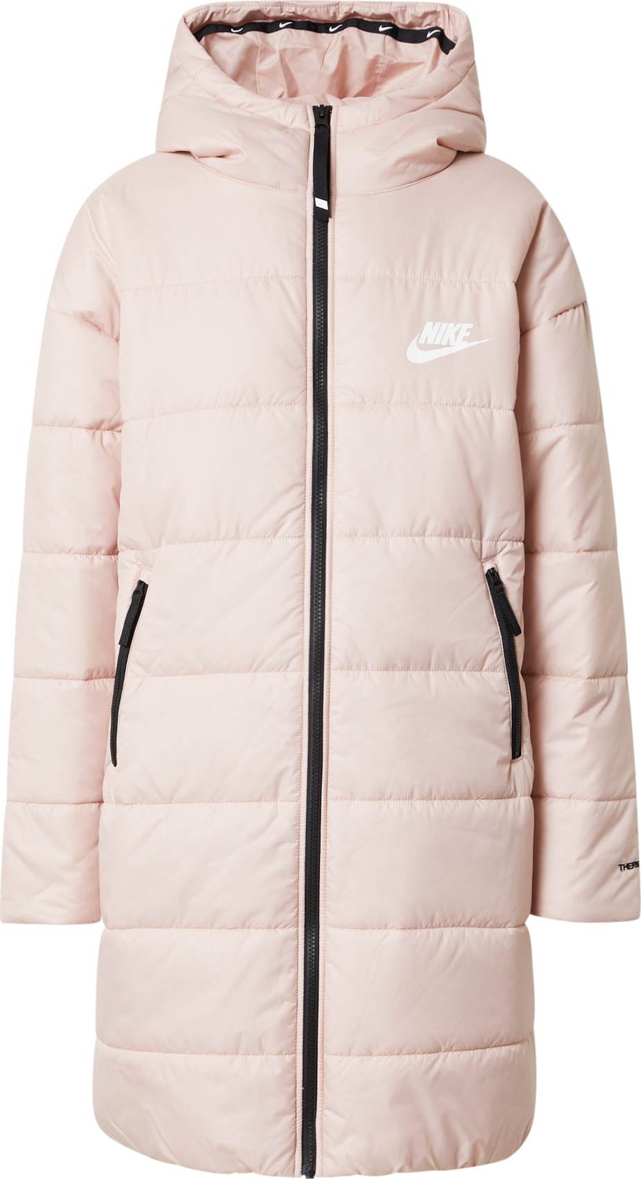 Nike Sportswear Zimní kabát bílá / černá / pastelově růžová