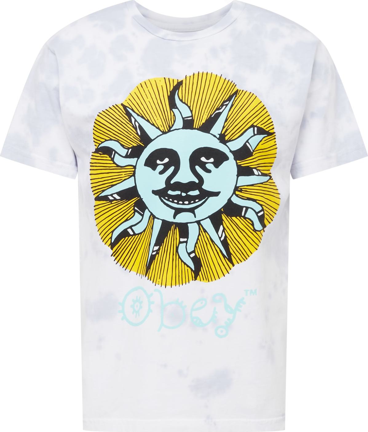 Obey Tričko 'Smile' žlutá / černá / bílá / kouřově modrá